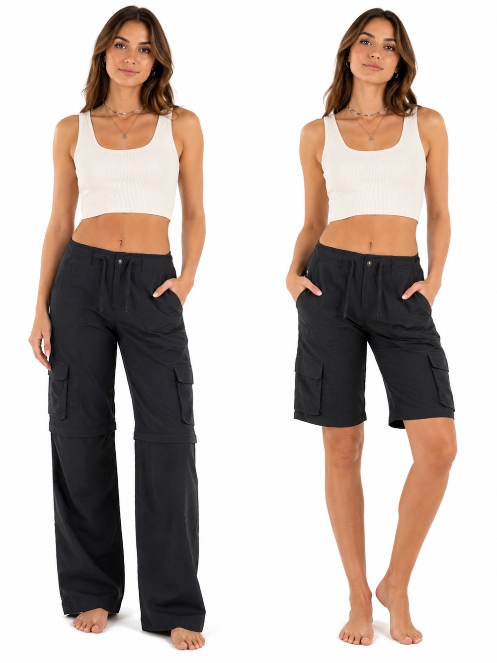 Y2K Vintage Prana Convertible Cargo Pants Zip Off Hiking Pants (Black) 14 L/XL
